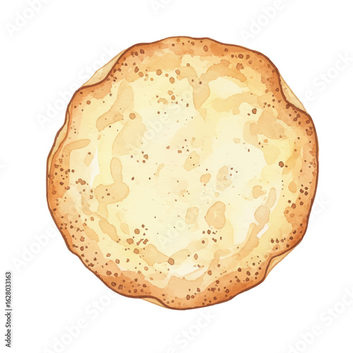 Single Papad on a White Background- Watercolour Art