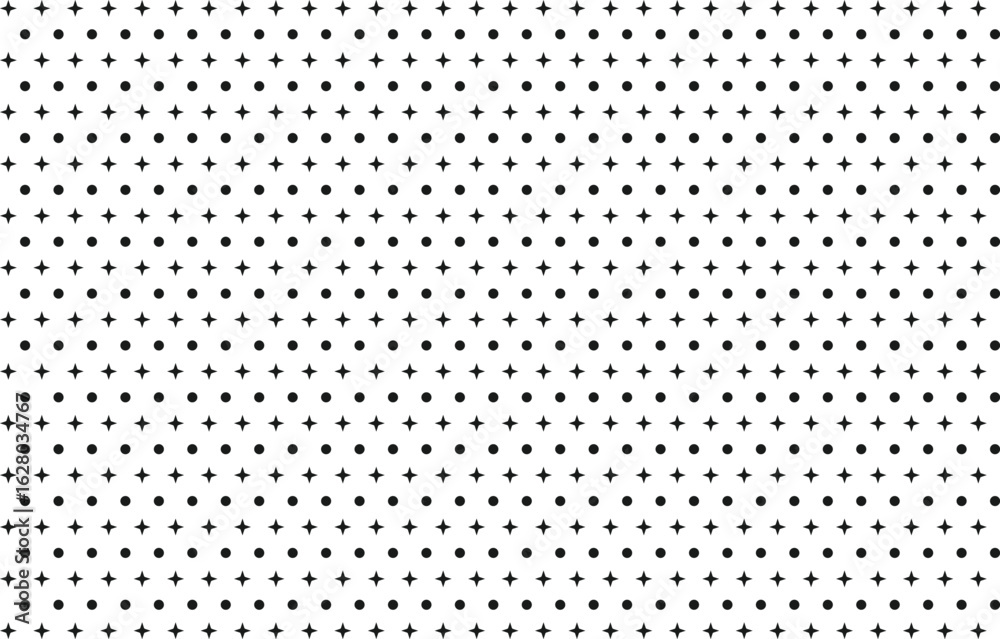 Sparkle and dot pattern vector illustration graphic background design. Abstract simple black star and round dot transparent PNG and vector illustration