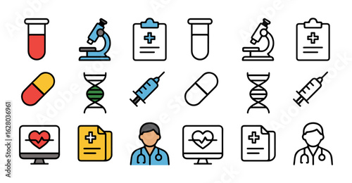 Collection of Medical Icons for Healthcare and Science.