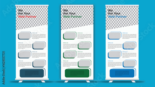 Modern Advertising and Roll-Up Banner Set for Street Signage
