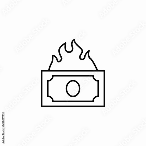 banknote burn icon sign vector