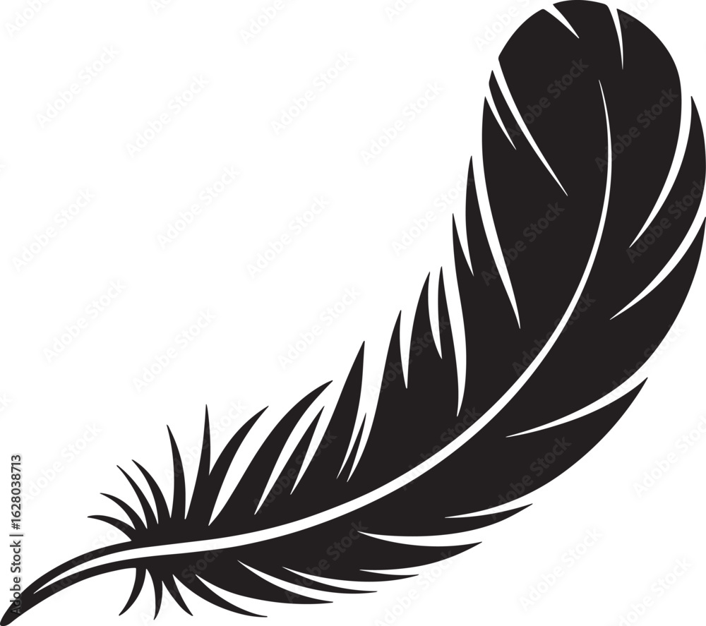 Fototapeta premium Elegant Feather Quill Silhouette Vector Illustration for Writing, Decoration, and Symbolism Projects