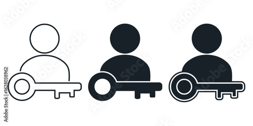Person user with key icon. Illustration vector