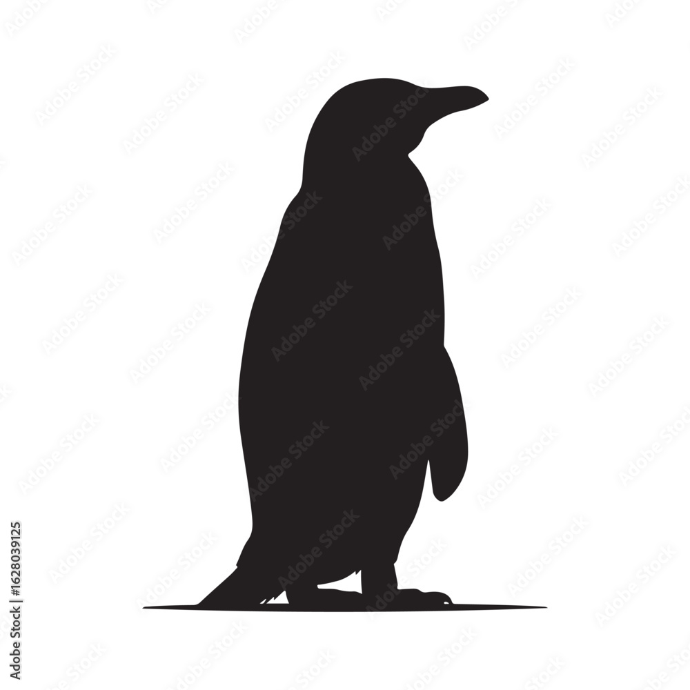 Obraz premium Penguin silhouette vector icon, minimalist black animal graphic, isolated arctic bird illustration, simple wildlife logo design for creative projects vector