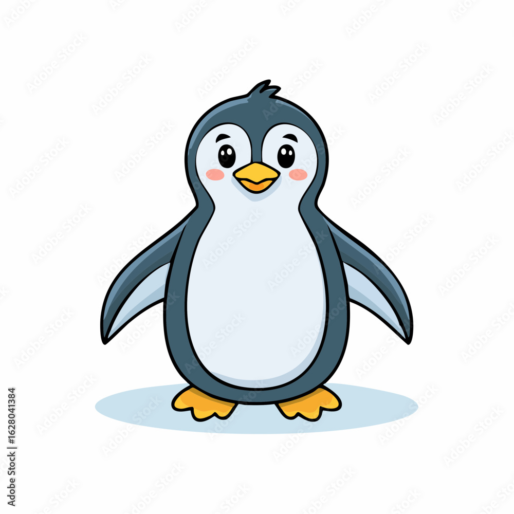 Obraz premium Cute cartoon penguin character illustration with adorable design and simple background