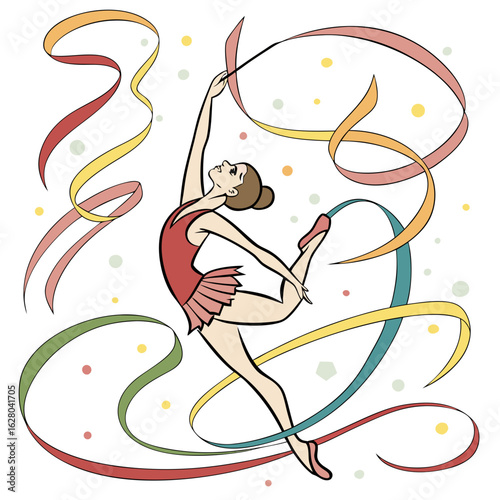
Colorful Female Gymnast Vector with Ribbons
