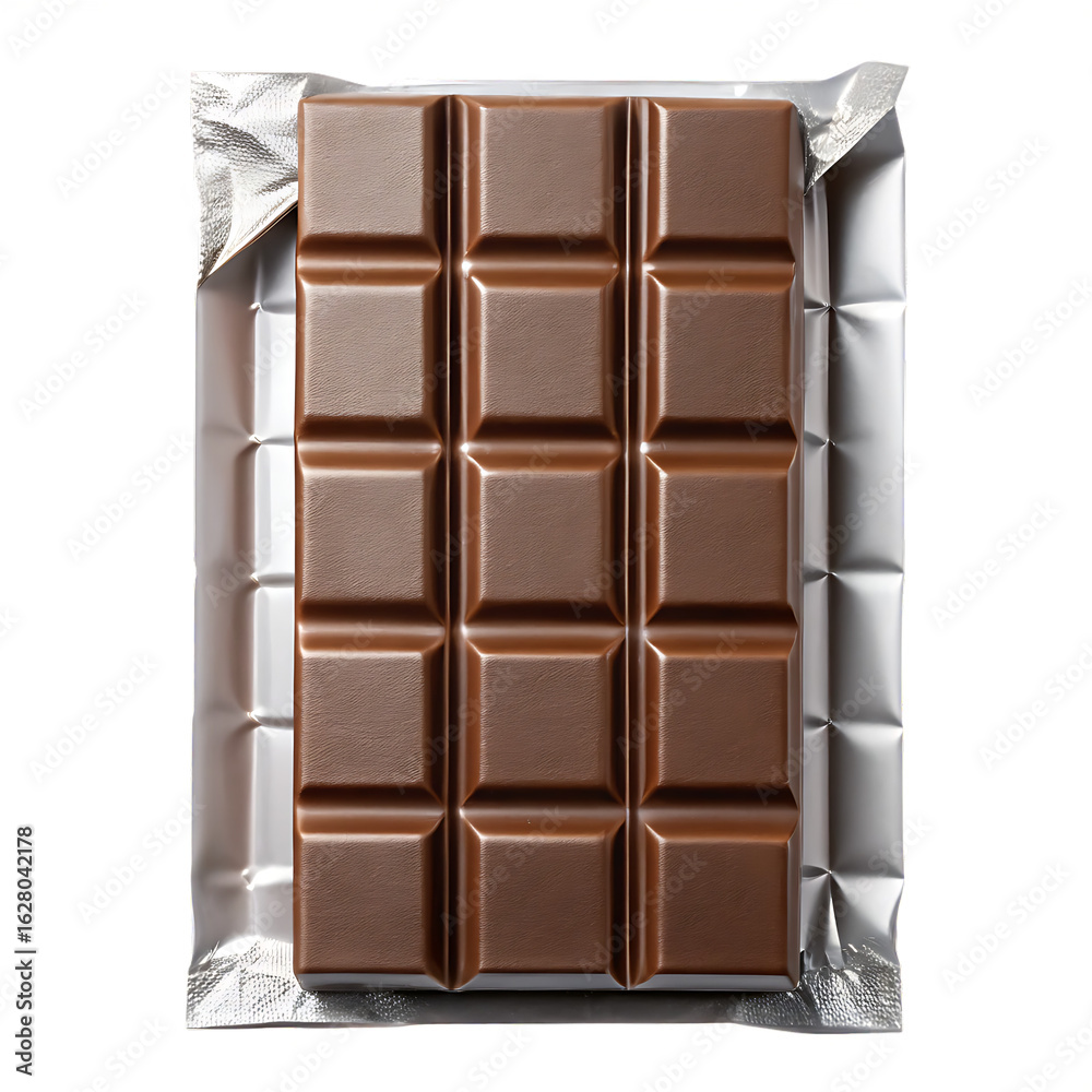 Obraz premium Chocolate Bar Wrapper Isolated on White Background