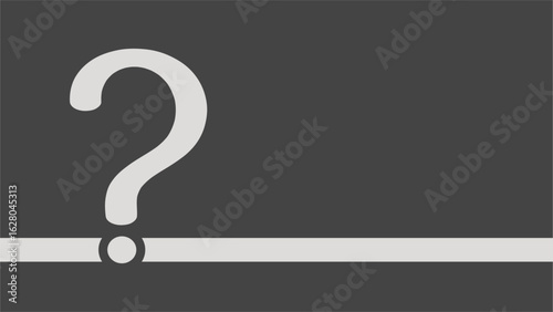 Large question mark symbol placed above a horizontal line on a dark gray background