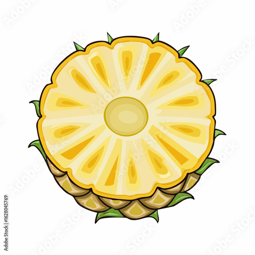 Artistic illustration of a pineapple slice with a captivating design and vibrant colors