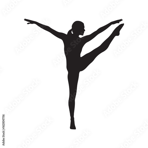 Graceful woman performing a yoga pose in a striking black silhouette