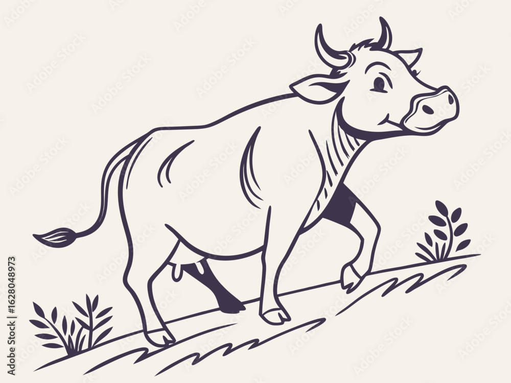 Fototapeta premium Modern Cow Vector Logo Design for Farm Branding Minimalist Cow Head Logo Vector for Dairy Business Creative Cow Silhouette Logo for Agriculture and Livestock