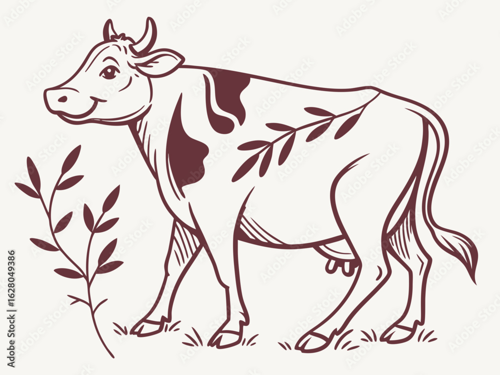 Fototapeta premium Modern Cow Vector Logo Design for Farm Branding Minimalist Cow Head Logo Vector for Dairy Business Creative Cow Silhouette Logo for Agriculture and Livestock