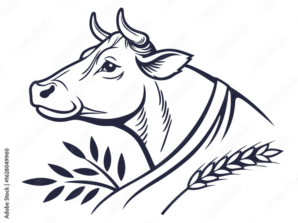Obraz premium Modern Cow Vector Logo Design for Farm Branding Minimalist Cow Head Logo Vector for Dairy Business Creative Cow Silhouette Logo for Agriculture and Livestock