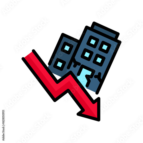 Company Failure lineal color icon