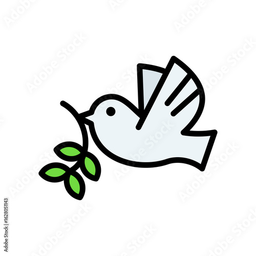 Peace Dove lineal color icon