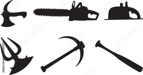 Powerful tools silhouette set for impact and action