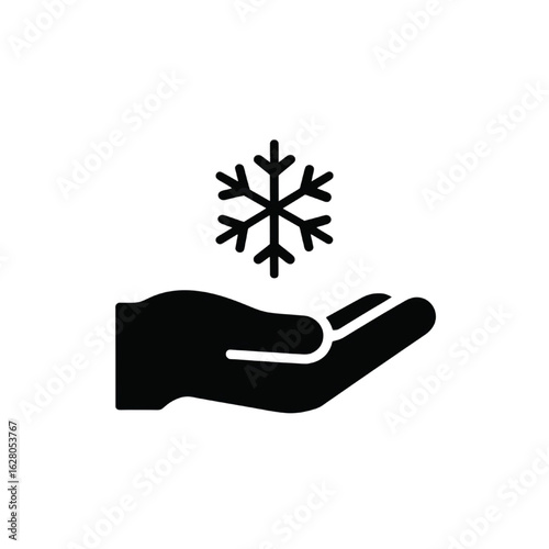 Cold Protection Hand Icon with Snowflake – Winter Safety Symbol