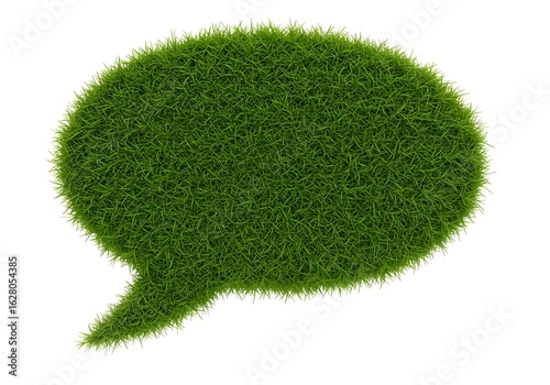 Green Grass Speech Bubble on White Background Conceptual Communication Environmentally Friendly Messaging and Sustainable Dialogue Illustration