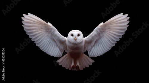 Wallpaper Mural Stunning White Owl with Wings Folded in Front View on Black Background Torontodigital.ca