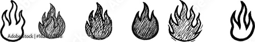 Fire and Flame Stroke Icon Collection.