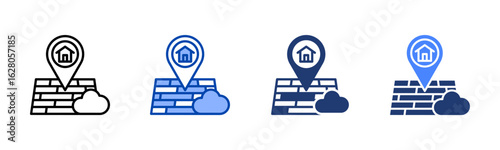 Location icon set multiple style collection