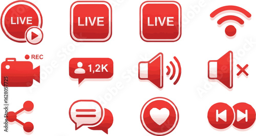 Isolated a kinds of deferent media icon, button, set, vector, sign, web, symbol, sale, label, icons, buttons, vector art with white background.