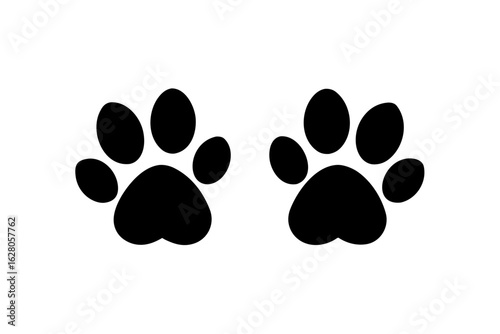 Seamless vector pattern of diverse animal paw prints, including dog, cat, and bear footprints, in a black silhouette design