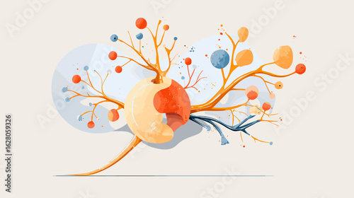 Abstract illustration of colorful branches and organic shapes  