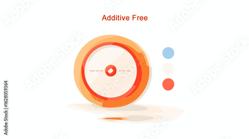 Additive Free label design with circular shape and color accents  