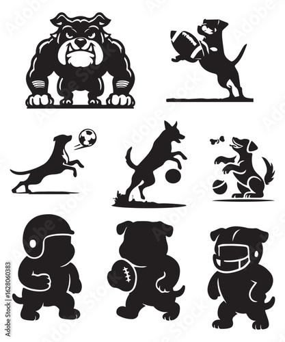 Bulldog Football silhouette vector with white background