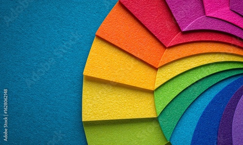 Spettro di colori a ventaglio, carta colorata, texture vibrante