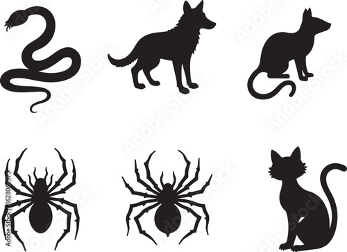 Scary Halloween animal silhouettes for spooky designs