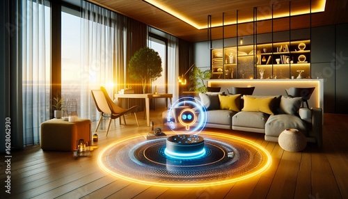 Smart home scenes where AI is used as part of daily life, such as Holograms or Robot assistants. Type 3