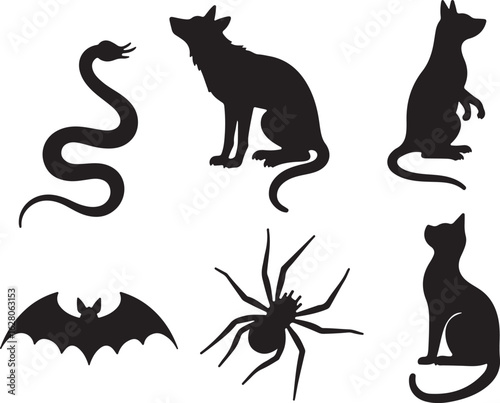Spooky animal silhouettes for Halloween design projects