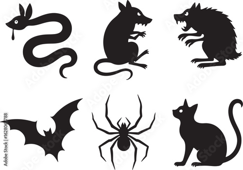 Spooky Halloween Animals Silhouettes For Your Design