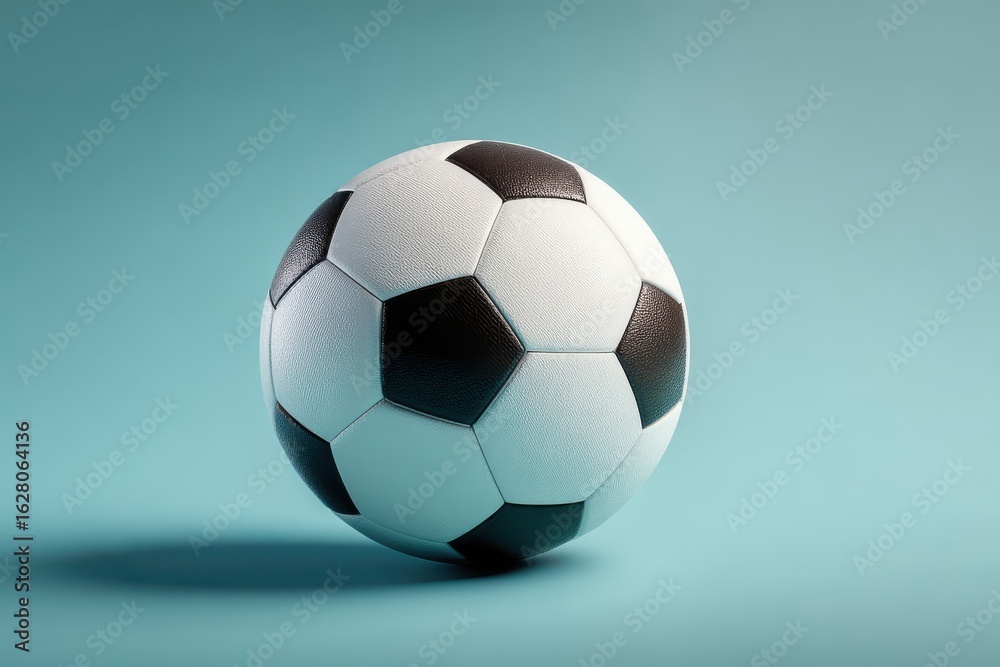 Fototapeta premium Soccer ball on simple background ideal for athletic promotions and branding opportunities in the sports industry