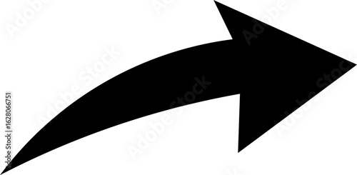 Black arow icon vector silhouette design isolated on white background transparent icon on a transparent background .Curve Arrow right side direction in black color on a plain white background