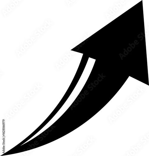 Black arow icon vector silhouette design isolated on white background transparent icon on a transparent background .Curve Arrow right side direction in black color on a plain white background