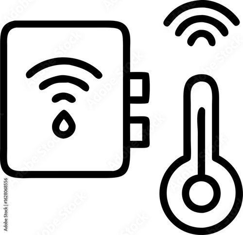 Modern smart thermostat interface design with clean lines and intuitive controls ideal for home automation and energy efficiency applications