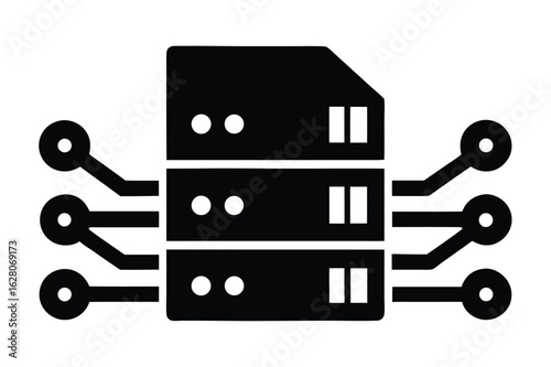 Flat Data Center Icon for Internet Security & Networking