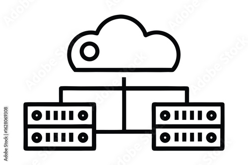 Flat Data Center Icon for Internet Security & Networking