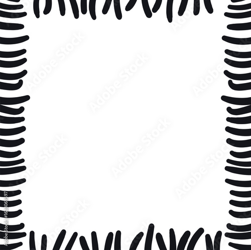 Thick lines protrude or are located along the edges of the canvas. The objects form a frame.