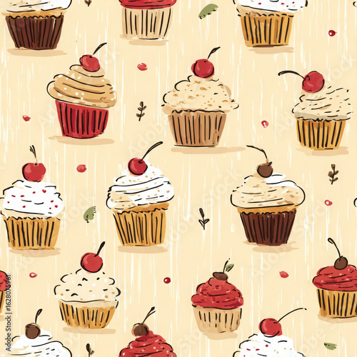 Cupcakes look cute and delectable, delicious treat on light peach background