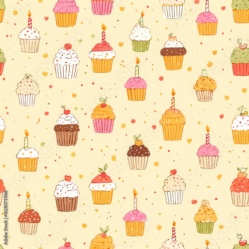 Cupcake pattern create sweet and festive feeling for celebration design