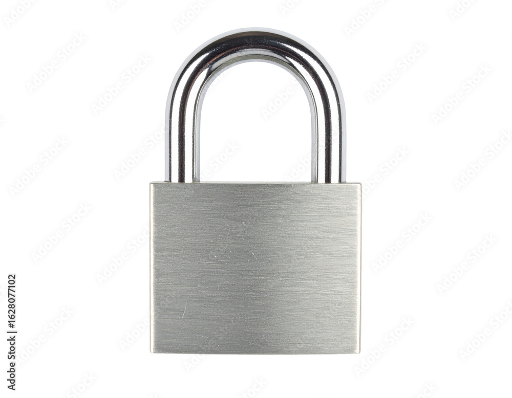 Padlock security lock metal safety secure protection chrome steel close on transparent background Padlock security lock metal safety secure protection chrome steel close on transparent background