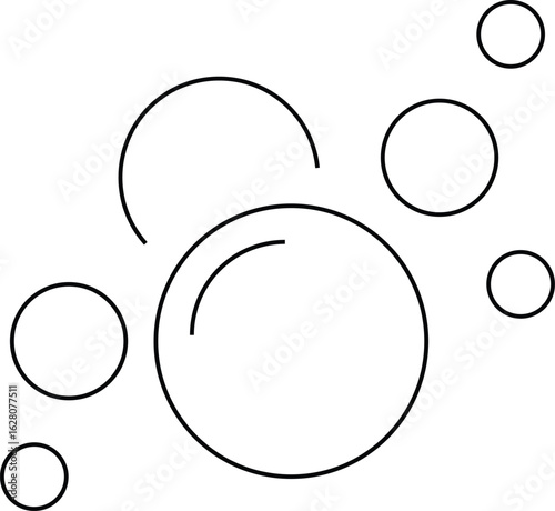 Soap bubbles icon set. Sparkling water. Foam bubble symbol. Fizzy soda drops sign. Oxygen sphere. Clean wash suds concept
