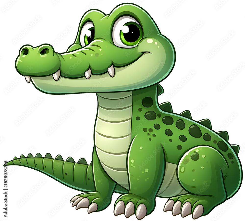 Fototapeta premium Charming cartoon crocodile with a friendly smile in a playful illustration Generative AI