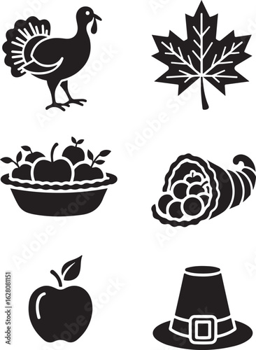 Celebrate Thanksgiving harvest with festive turkey, fall leaves, and bounty