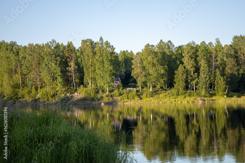 View of Kalix river, Kalixalven, outside of Kalix city on a summer da