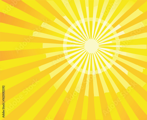Radiant sunlight bursting with bright yellow and orange rays in a bold vector illustration